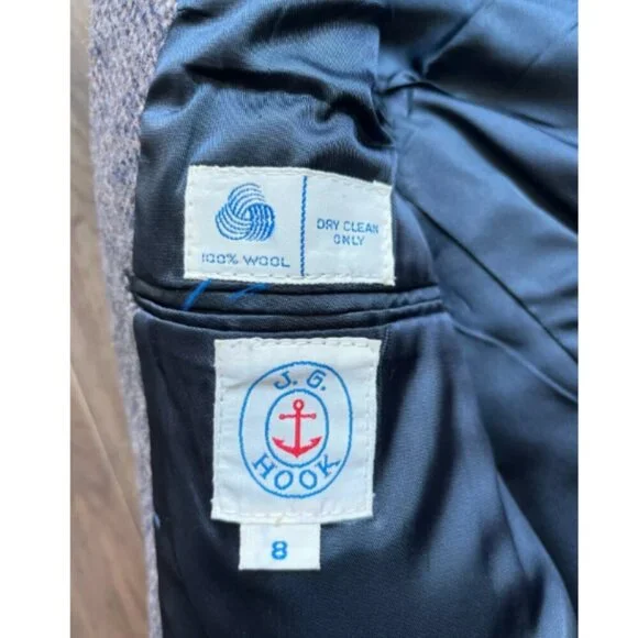 J.G. Hook 100% Wool Tweed Blazer Women's Size 8 80's USA Academia Old Money VTG - Picture 2 of 7